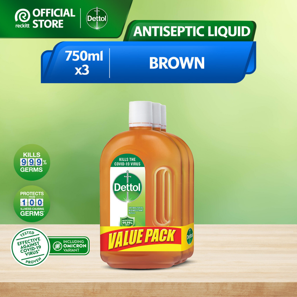 Dettol Antibacterial Brown Antiseptic Liquid Value Pack (750ml x 3)