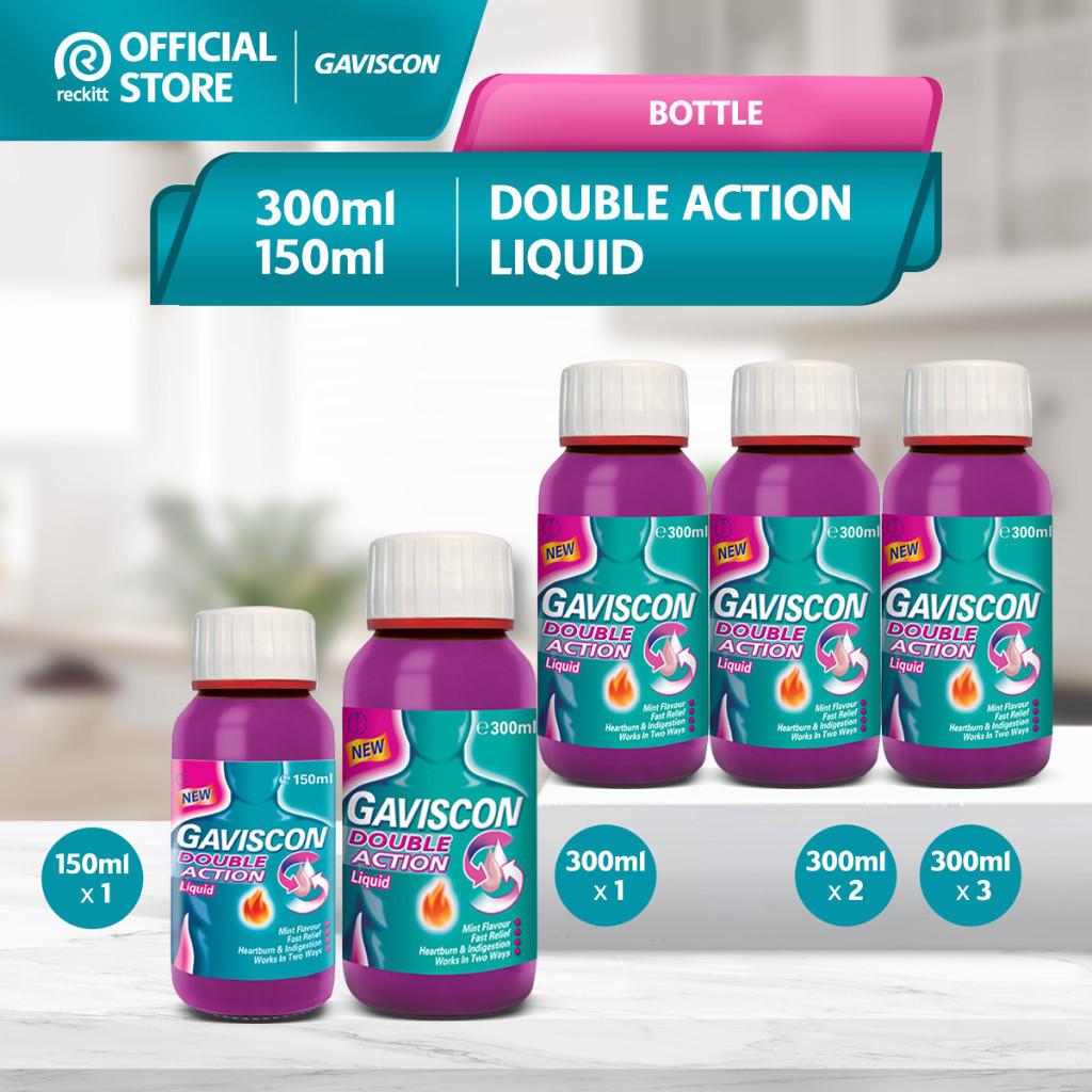Gaviscon Double Action Liquid Bottle (150ml/300ml/x2/x3) - Fast Relief Heartburn / Indigestion / Acid Reflux / Acidity