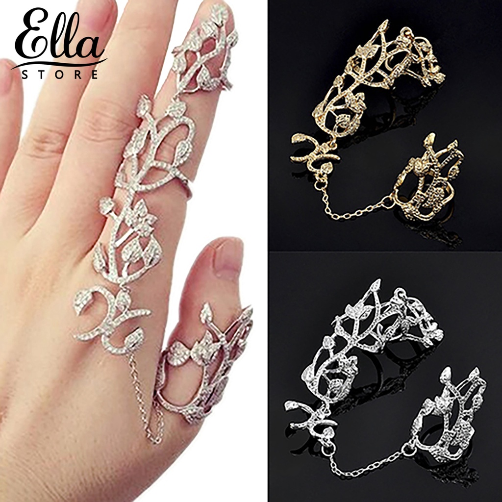 ELLASTORE Fashion Women Flower Rose Chain Link Slave Ring Bride Wedding Jewelry