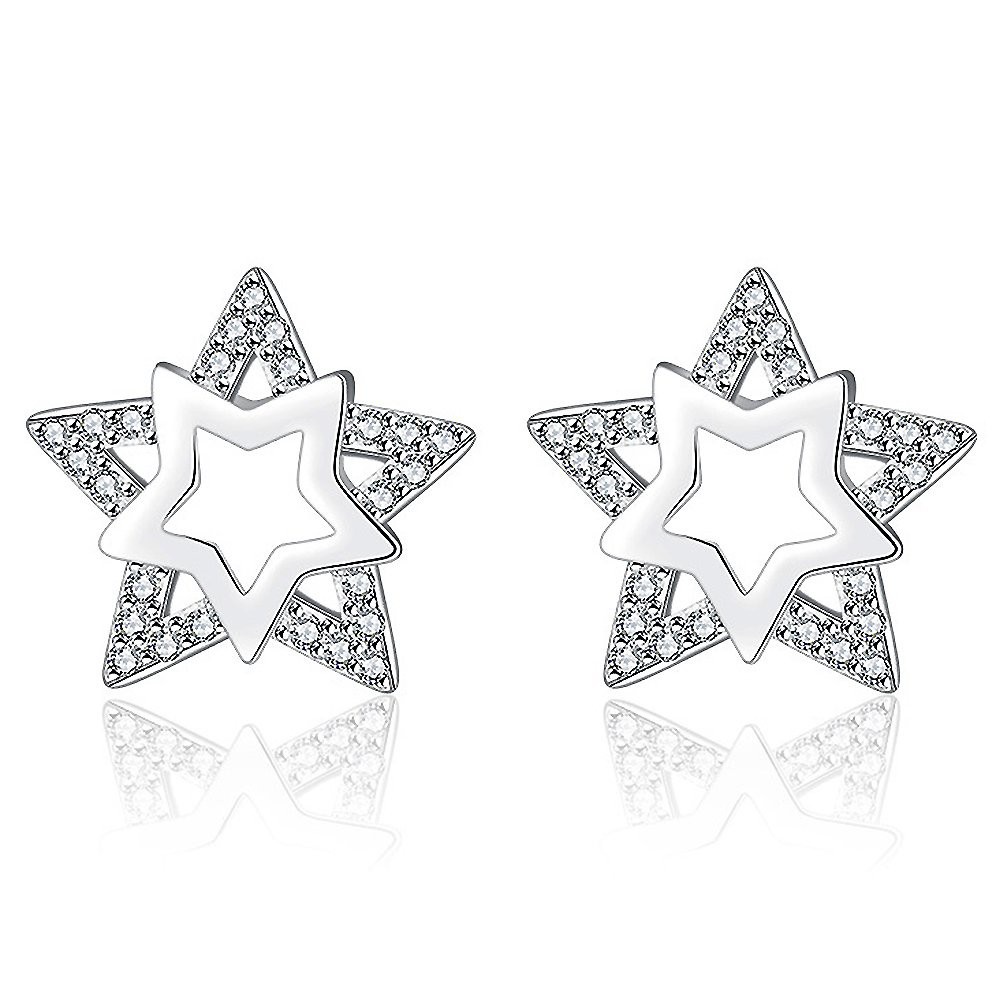 BULLION GOLD Glowing Star Earrings-White Gold/Clear