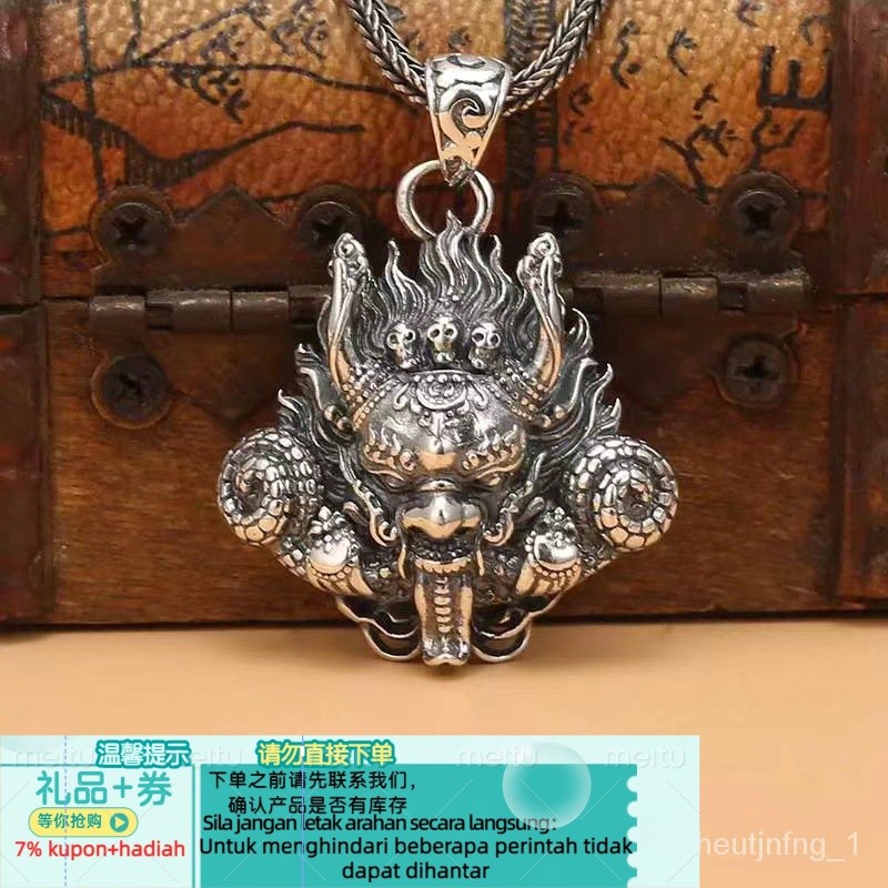 Get gifts/QChiba Thai Silver Tibetan Ghost Faucet Old Faucet Hipster Pendant Vintage Accessories Accessories Crafts Dec