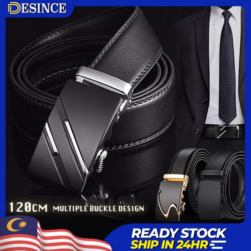 ?? DESINCE Men Leather Belt Genuine Leather Automatic Buckle Belts Formal Tali Pinggang Kulit Lelaki 男腰带 MA 100