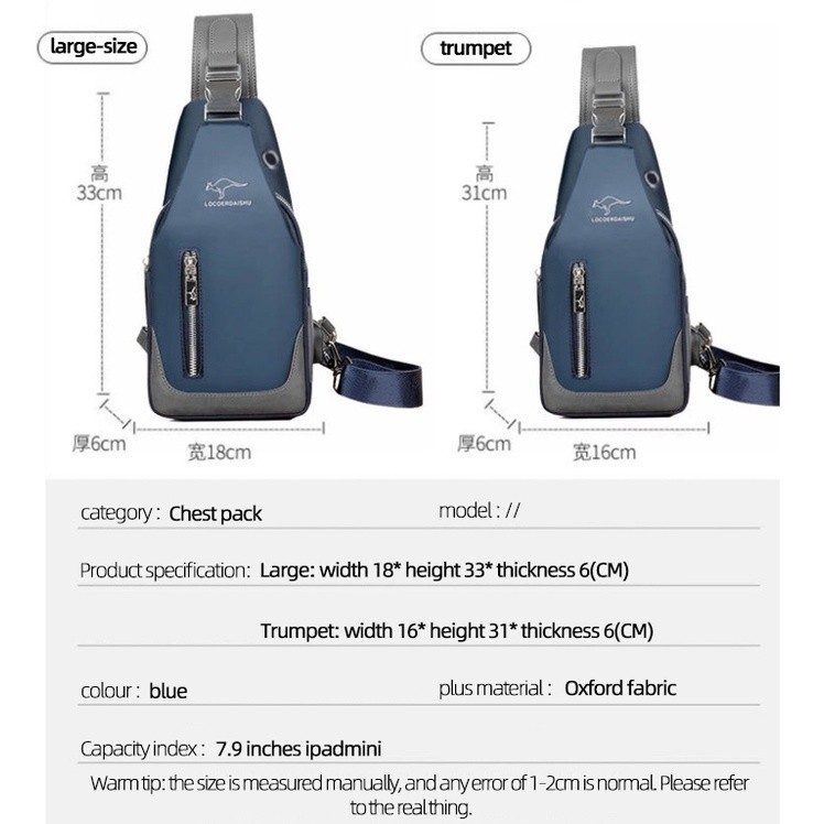 Portable Daily Official New Men Crossbody Bag Waterproof Chest Bags Short Trip Sling Male Pouch Pack Outdoor Chic - Image 3