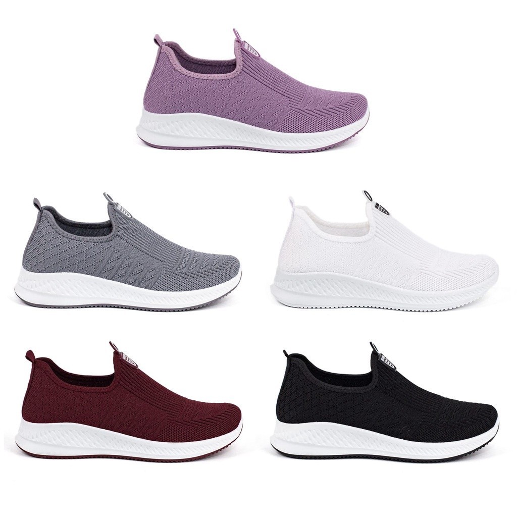 Running Breathable Sepatu Slip Terbaru Sneakers Wanita Import Tanpa Tali Fashion Korea Casual Sport Shoes A032 - Image 4