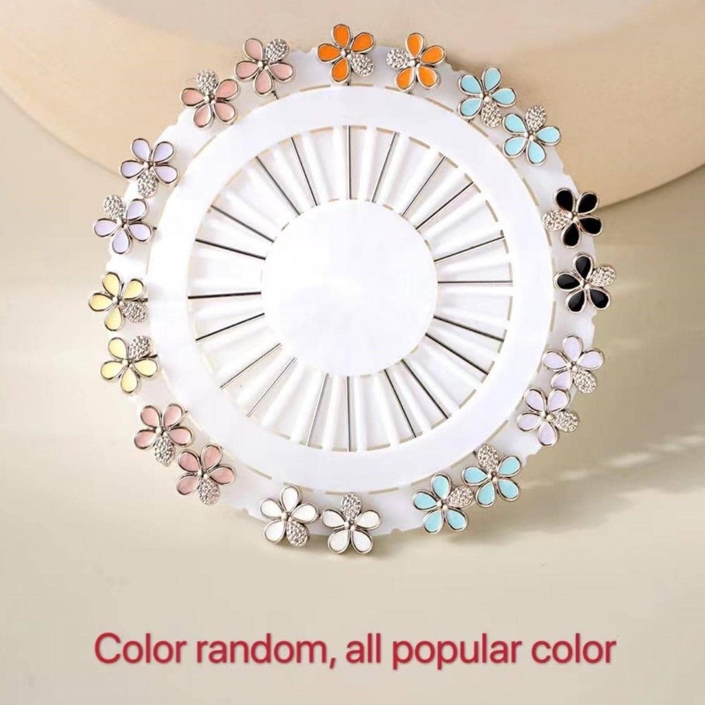 Must Premium Fashionable 20 piece flower oil painting long needle Muslim scarf headband clip small brooch set - Image 2