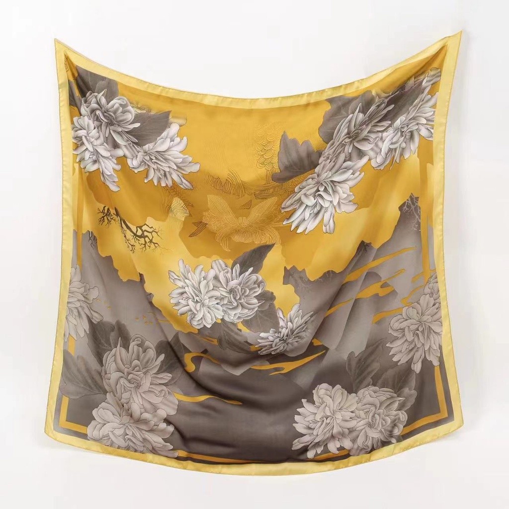 Multi Premium LISA Fashion Scarf square silk Muslim turban women's shawl printed 110 × 110cm Essential Reliable - Image 2