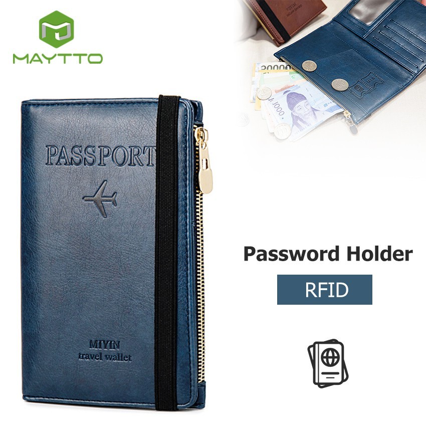 Daily Trendy Maytto Multifunction Passport Holder Fashionable Cover Frosted PU Travel Bag Wallet Ticket Zipper - Image 4
