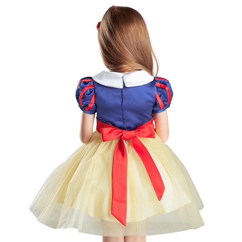 Must Purpose Girls Snow White Princess Dress Fairy Tale Cosplay Costume Birthday Dresses Christmas Party Bow Headband - Image 2