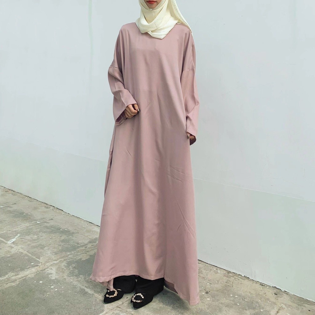 Durable Reliable PERTY Women Fashion Abaya Muslim Dress Plain Jubah Long Sleeve Elegant loose Dresses Essential - Image 3