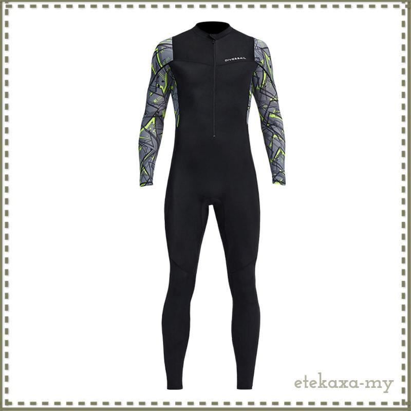 [etekaxaMY] Super Stretch Neoprene Wetsuit, Front Zip Full Body Diving Suit, One Piece for Men-Snorkeling, Scuba Diving 