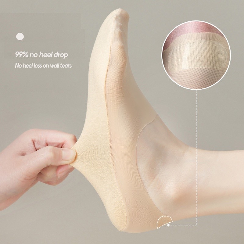 Reliable Quality Invisible Ice Silk Socks Women Non-slip Seamless Boat /Lady Low-Cut Plain Breathable Skin Sarung K Must