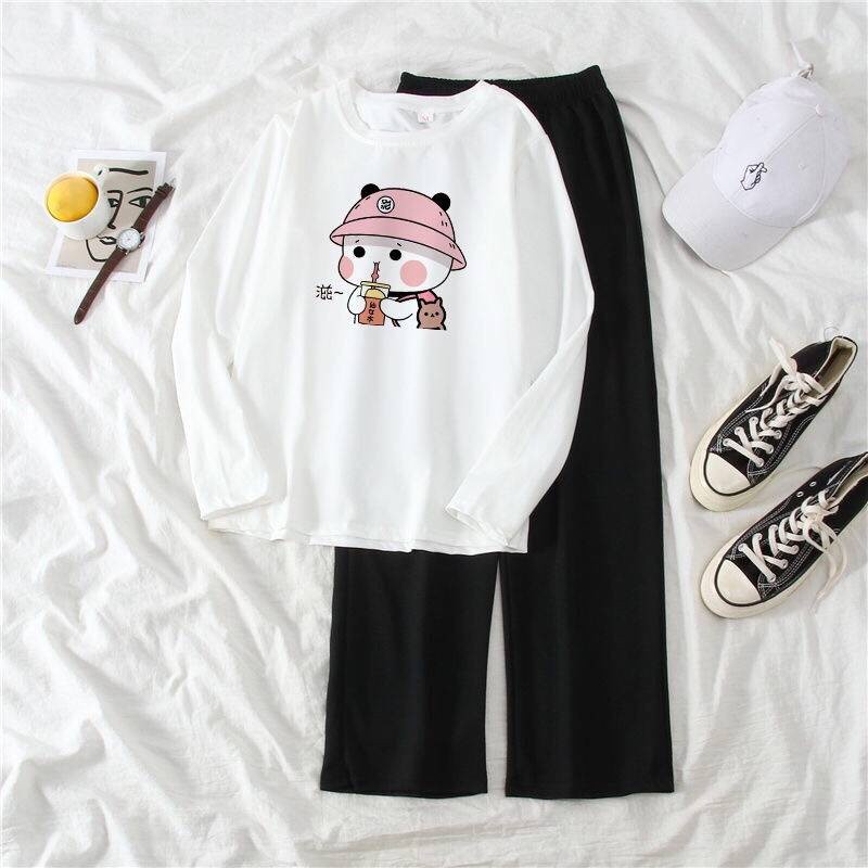 Durable Versatile [] baju t shirt perempuan lengan panjang viral murah women Single/suit musim gugur fesyen pelaja Es... - Image 3