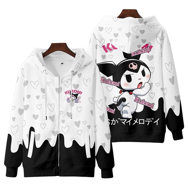 Reliable Durable 2023 New Children's Anime My Melody Kuromi Zipper Hoodie Japanese Boy Girl Cute Sweet Loose 3D Print...
