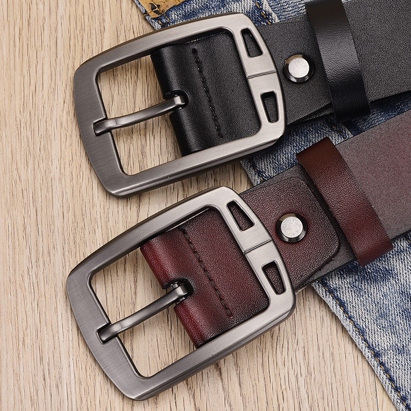 Style Daily Men's Leather Belt Cowhide Retro High Quality Male Luxury Pin Buckle Fancy Vintage Jeans Strap Casual - Image 2