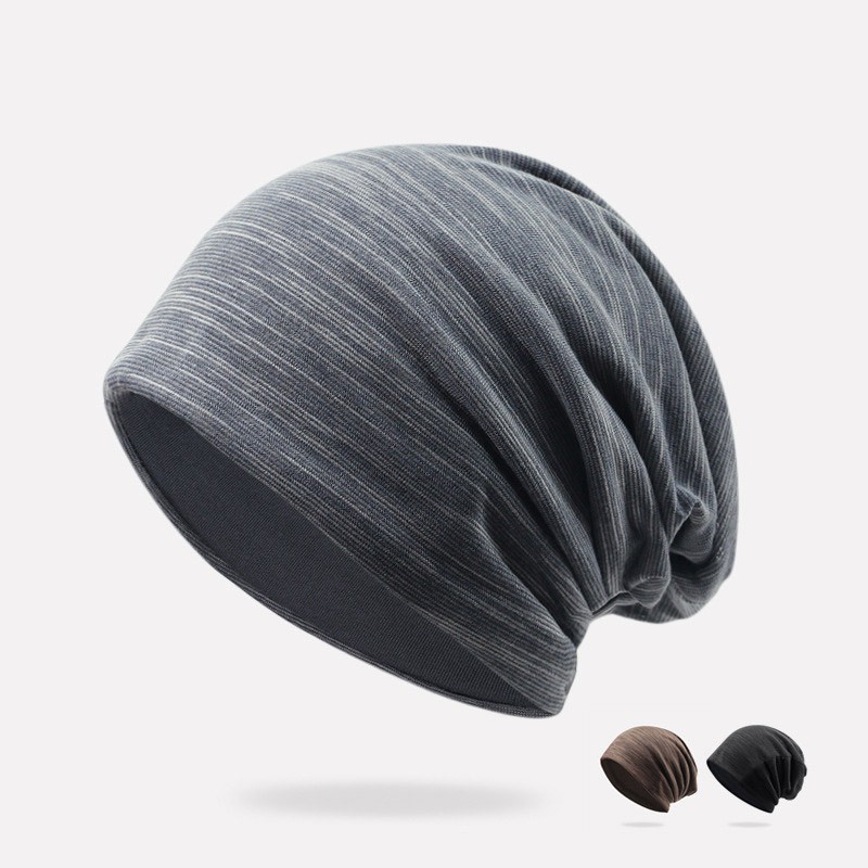 Men's Chic Striped Thin Baggy Slouch Summer Beanie  Cap Hat