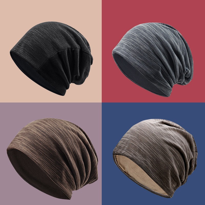 Portable Travel Men's Chic Striped Thin Baggy Slouch Summer Beanie Cap Hat Fashion - Image 2
