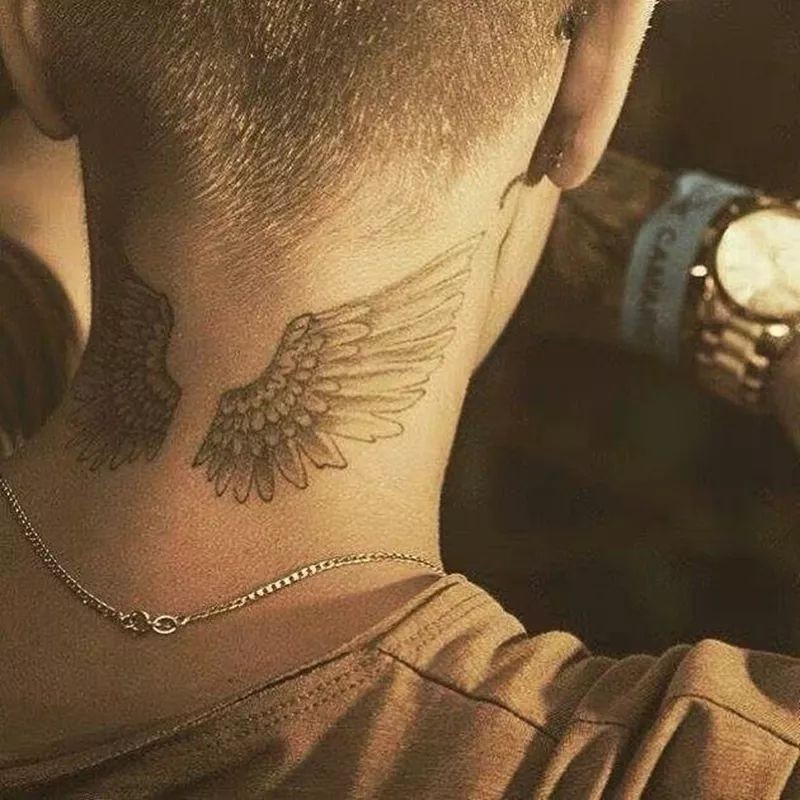 Justin bieber Neck Wings Temporary tattoo Stickers Waterproof Temporary tattoo Stickers Angel Wings Wholesale Fake Tatto