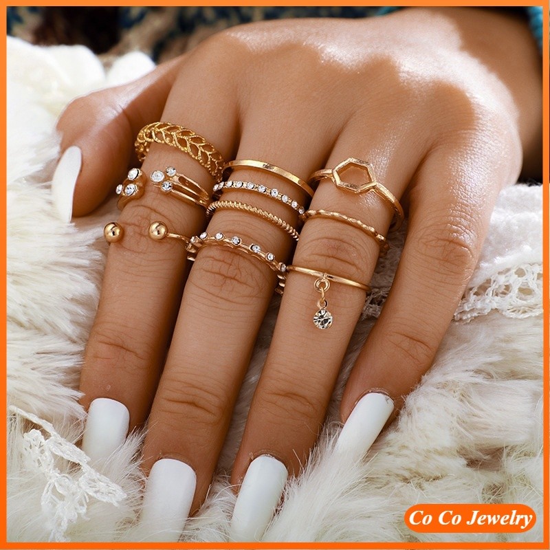 Must Durable COCOJEWELRY 8Pcs/Set Fashion Ring Sets Alloy Index Finger Rings Gold Plated Adjustable Open Knuckle Wome... - Image 4