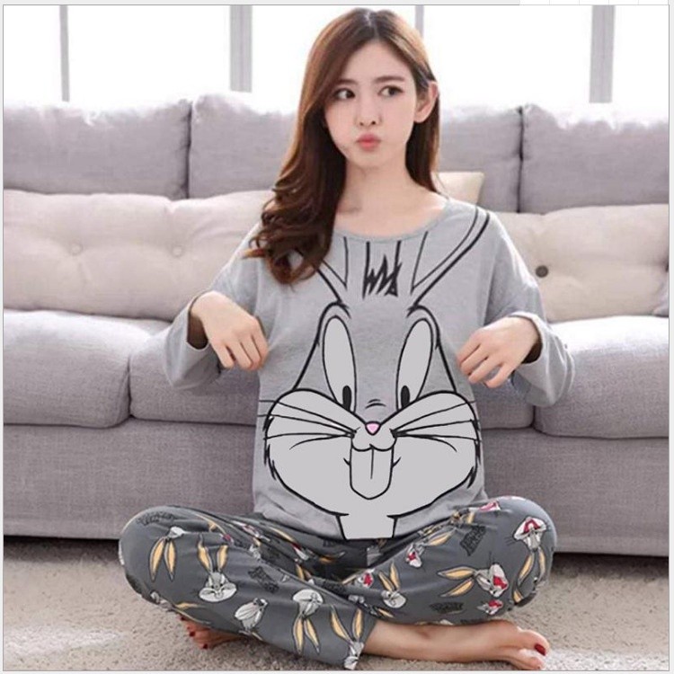 Women's Sleep Lounge Pajama Long Sleeved Woman Pajama Set Cartoon Pyjamas Cotton Sleepwear M L XL XXL XXXL Fashion