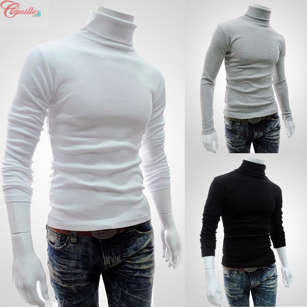 Essential Durable <PTT>Tops Mens Winter Casual Long Sleeve Turtleneck Undershirt Basic T-Shirt Premium - Image 3