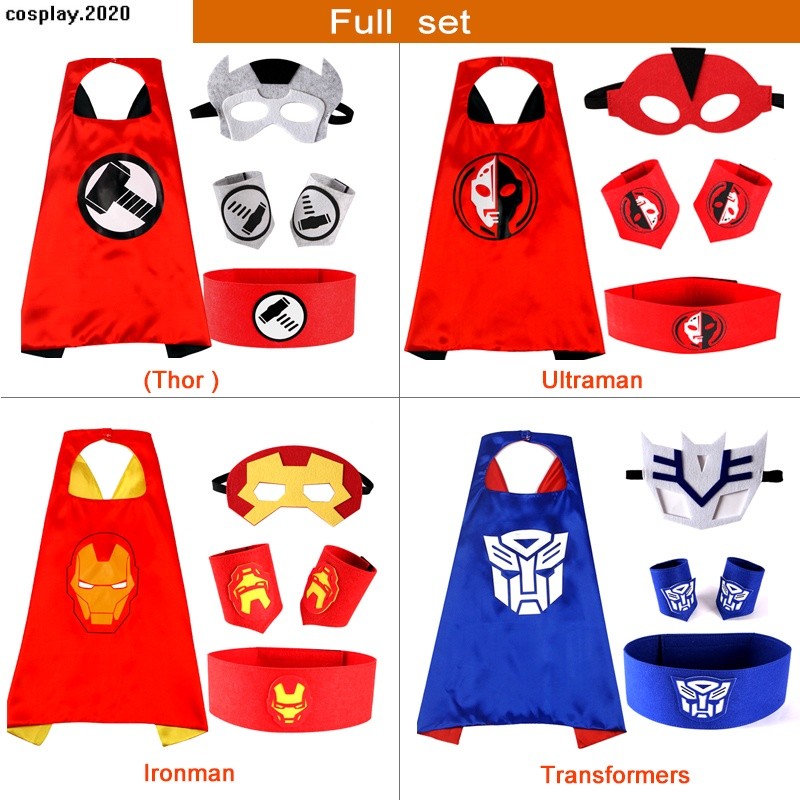 Chronograph Luxury S Superhero Kids Children 70cm Capes Shawl Cloak Costume Set Cosplay Felt Mask Wrist Band Belt Par... - Image 5