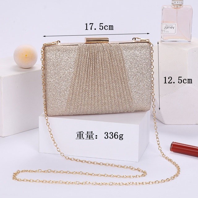 Portable Fashion New Style Shiny Fold Dinner Bag Large Capacity Handbag Shoulder Diagonal Wedding Dress KTV - Image 3