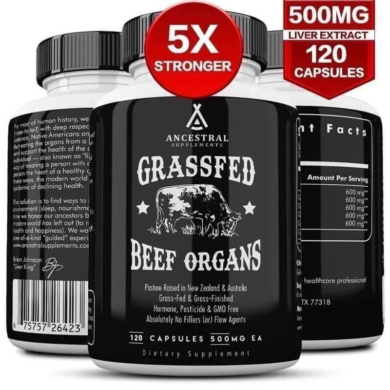 100% Original Products.120 Capsule.Supports Liver,Health, Kidney, Prostate Health -Grass- Feed beef Organs ..M30