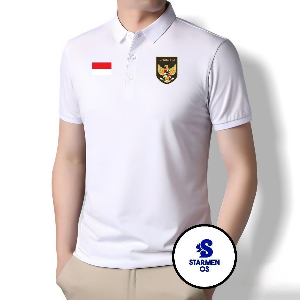 Purpose Durable Kaos Tiedye Polo T-Shirt Men Polos Collar GARUDA INDONESIA Logo Indonesian Flag Essential Versatile - Image 4