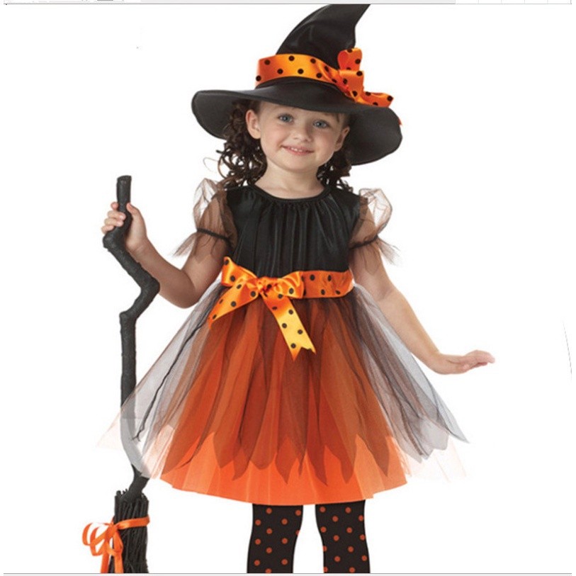 Reliable Essential 【 Factory Wholesale 】 Halloween Clothing Children's Cosplay Anime Witch Role Playing Set - Image 2