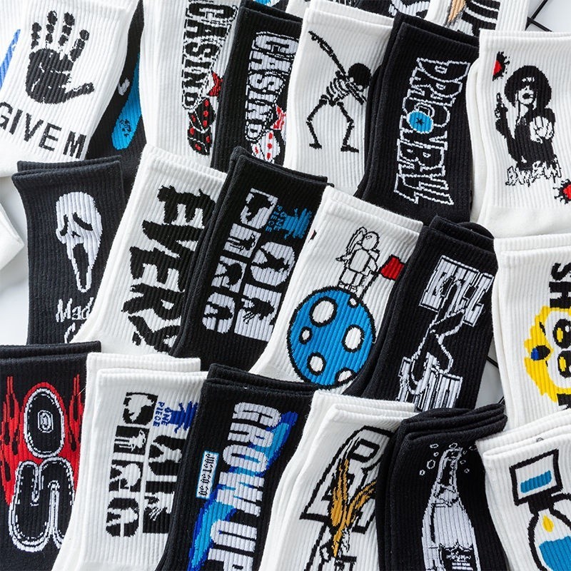 Durable Purpose 5 pairs korean style women Cute Skater Socks Set Men Funny Hip Hop Cotton Long Crew Calcetines De La M - Image 5