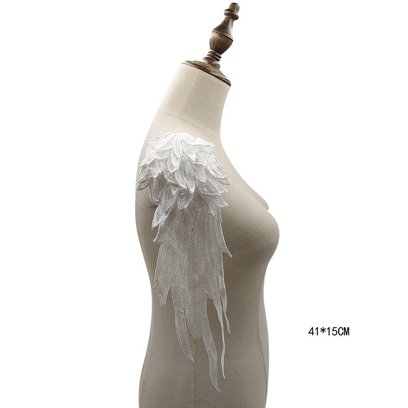 Multi Must White Black Feather Wings Wedding Gown Appliques Embroidered Lace Sew Patches Dress DIY Decoration Purpose... - Image 5