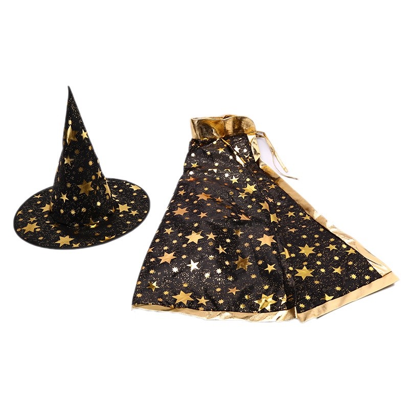 [loveshoping] 2Pcs/Set Kids Childrens' Halloween Costume Witch Cloak Cape and Hat Cosplay Prop [new]