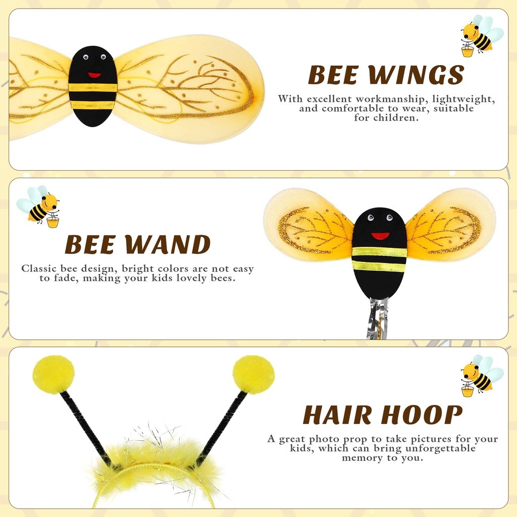 Reliable Have Xmas 1 Set Kids Bee Cosplay Costume Wings Headband Wand Stage Performance Props (Random Rope Color)️ ... - Image 4