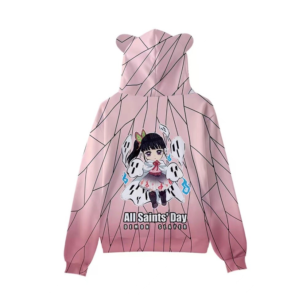 Quality Durable 【100-170】Demon Slayer jacket nezuko shinobu tanjiro Hoodie Thin Velvet Style - Image 2