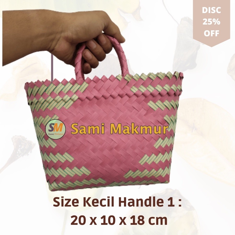Accessory Daily Small Striated Plastic Woven Bag HANDLE 1 Hampers Souvenir Shopping Market Parcel Eid Gifts Fit Bread... - Image 3