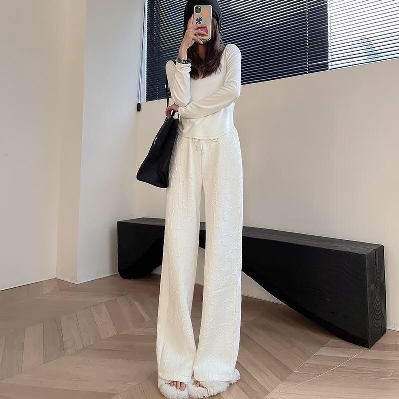 Have Multi Wide-Leg Pants Women's Large Size Loose High Waist Casual Straight Lengthened Floor Quality - Image 2
