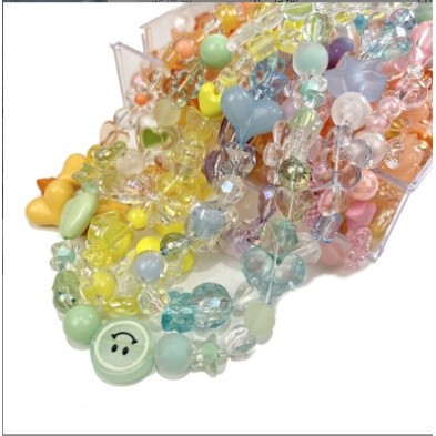 Accessory Travel Acrylic beads handmade DIY mixed material bag jewelry rubber band accessories 20pcs Portable Trendy - Image 3