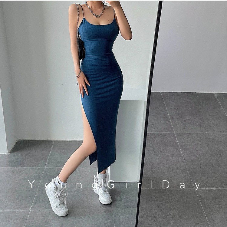 Quality Reliable Women Dresses 2023 Club Wear Sleeveless Halter Neck Slit Dress Baddie Clothes Tight Slip Long Hugcitar - Image 5