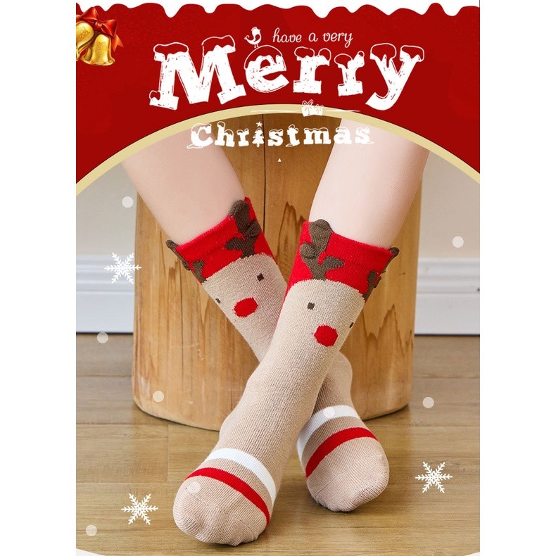Must Reliable Kids Boy Girl Socks Cartoon Santa Claus Christmas Cotton 5 Pairs - Image 4