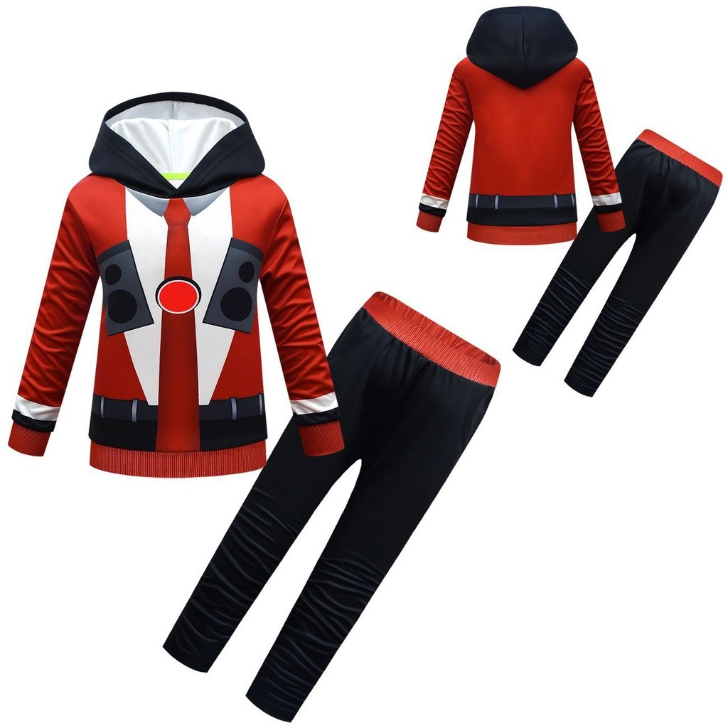 Reliable Must Skibidi toilet Speaker Man cosplay children's Hoodie+pants+mask 3PC/SET - Image 3
