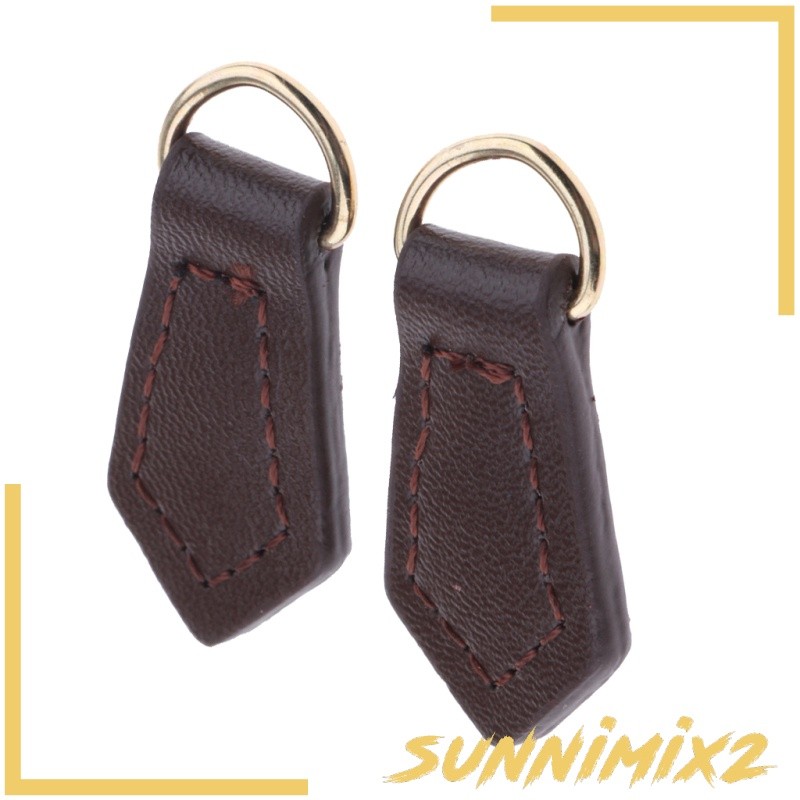 Portable Chic 2x Real Leather Zipper Pull Tabs Tags Zip Puller Replacement Handbag Repair Outdoor - Image 3