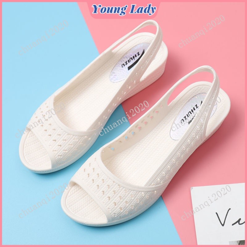 Training Active Summer Hollow out Shoes Women's Wedge Casual Peep Toe Sandals Soft Bottom Non-Slip Beach White Nurse ... - Image 5