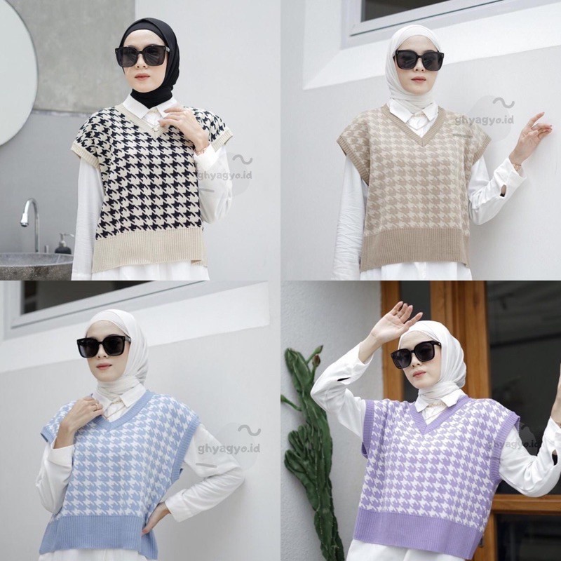 Jennie VEST KNIT / HOUNDSTOOTH VEST KNIT / Knitting ROMPI Women / JENNIE VEST KNIT / JENNIE VEST KNIT / KOREAN VINTAGE K