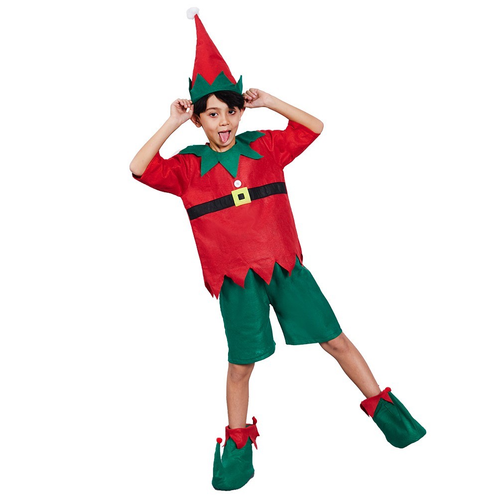 Essential Have Ready StockChristmas Elf Costume Kid Parent-child Santa Cosplay New Year Party Boy Family Matching Out... - Image 2