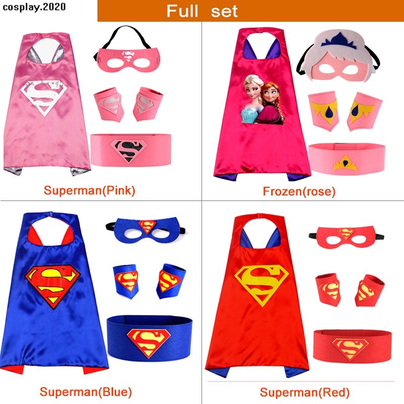 Chronograph Luxury S Superhero Kids Children 70cm Capes Shawl Cloak Costume Set Cosplay Felt Mask Wrist Band Belt Par... - Image 4