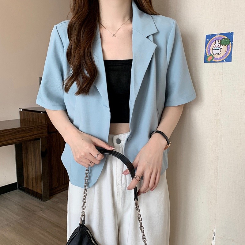 Premium Purpose XIAOZHAINV Korean style fashion suit women casual all match thin short sleeved jacket Have