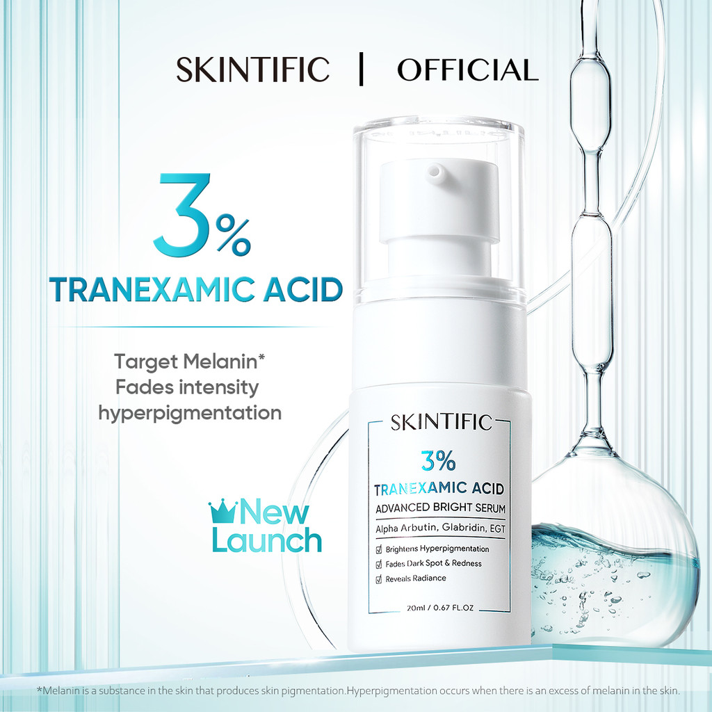 SKINTIFIC 3% Tranexamic Acid Advanced Bright Serum 20ml Even Skin Tone Fade Dark Spot