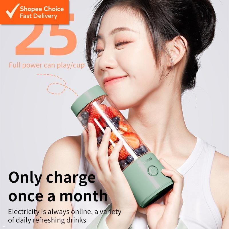 Hyundai Portable Electric Juicer Cup Smoothie Blender and Mini Mixer with USB Charging for On-the-Go Use - 500ml