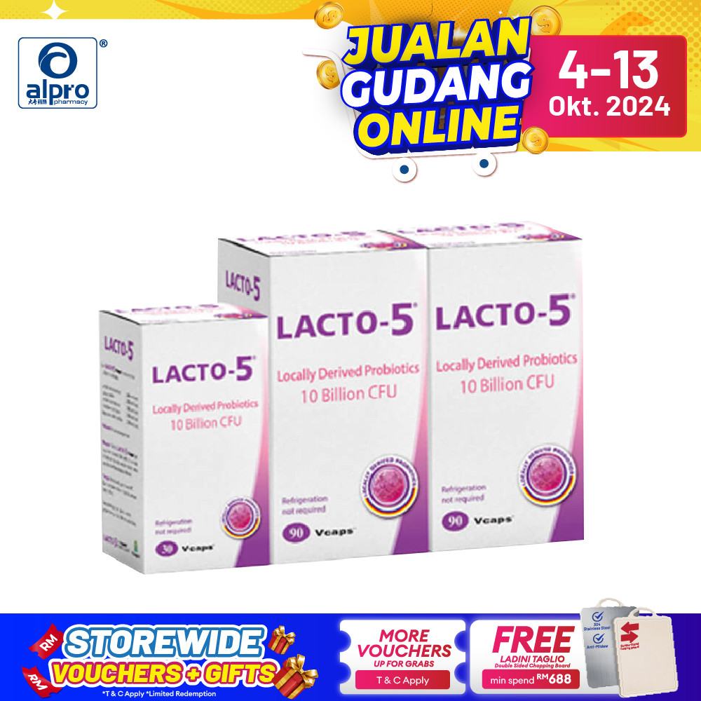 Lacto-5 Probiotics For Digestion System (500mg x 90s x 2) [Free 30s]