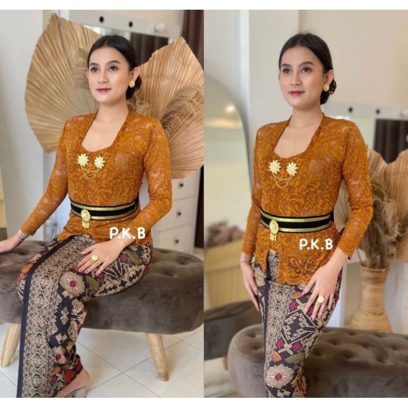 Durable Must (PROMO KEBAYA) Kebaya brokat Bali sofia Strait Kutubaru Atasan lengan panjang tanpa kancing termurah dan... - Image 5